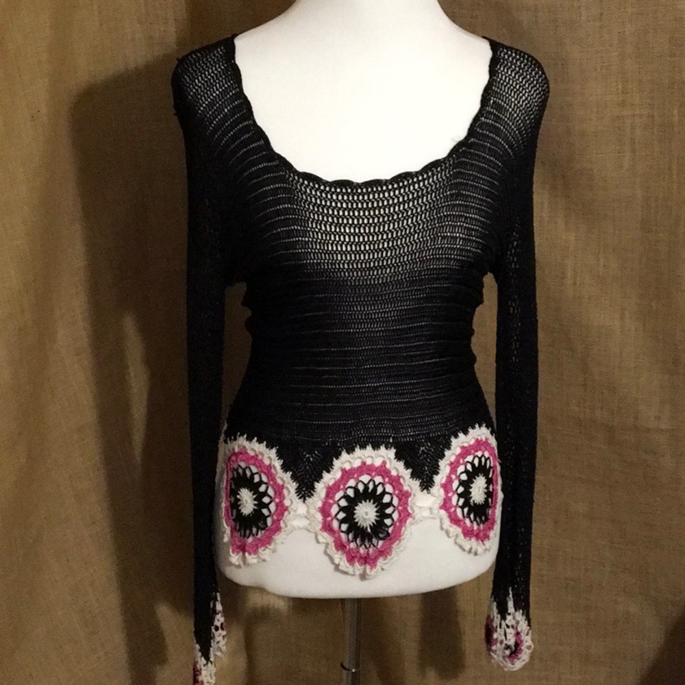 Black crochet sweater